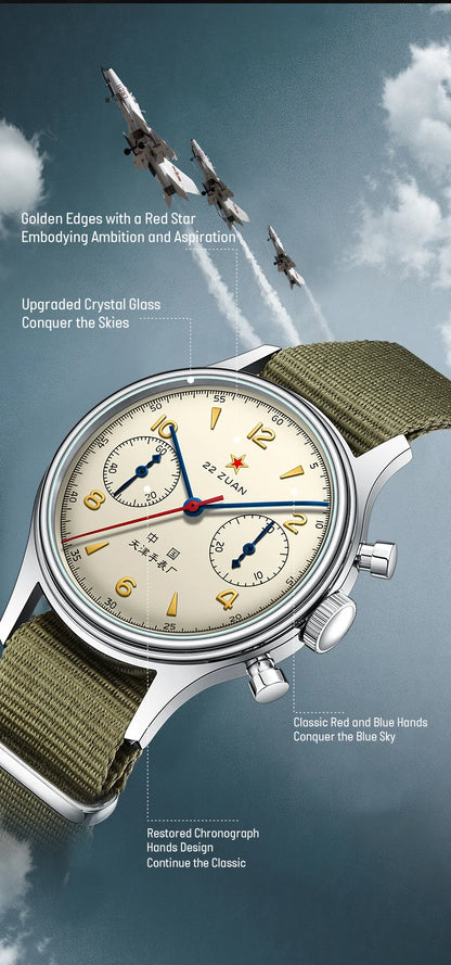 Relógio mecânico masculino Seagull 1963 International Edition Pilot Clock ST1901, cronógrafo retro de pulso, aviação da Força Aérea, novo