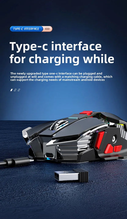 Nuovo mouse gaming wireless SC300 2.4G 2025 RGB 3200dpi, ricaricabile, silenzioso, meccanico, per e-sport, computer desktop e laptop