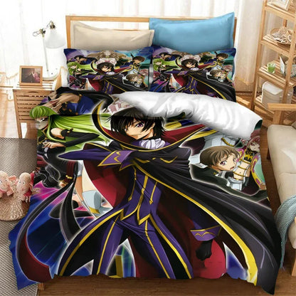 Funda nórdica de anime Code Geass con estampado 3D de moda, juego de cama de 2/3 piezas, doble, individual, full, queen y king, ropa de cama para adultos y niños, funda de edredón