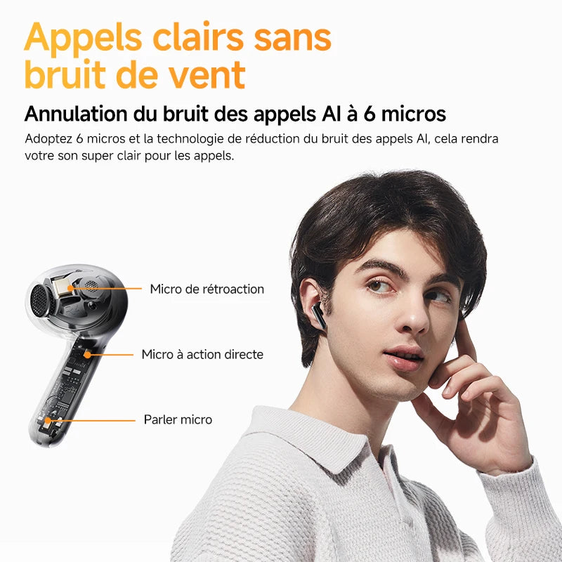QCY HT10 AilyBuds Pro+ ANC Wireless Earbuds – Hi-Res LDAC Bluetooth 5.3 Earbuds, 6 Mic AI HD Call, Adaptive Noise Cancelling TWS Earphones with Multipoint Connection