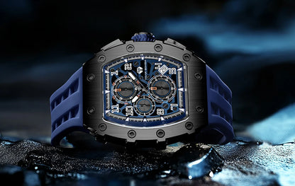 Reloj TSAR BOMBA para hombre, marca de lujo, diseño tonneau, impermeable, de acero inoxidable, reloj de pulsera de moda rectangular para hombre