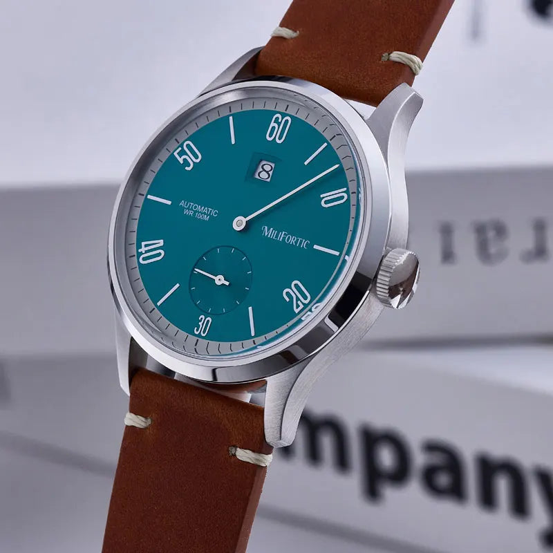 Milifortic 38MM Minimalist Jumping Hour Auto Watch Man R088 Sapphire Crystal 10ATM Vintage Stainless Steel Mechanical Watches