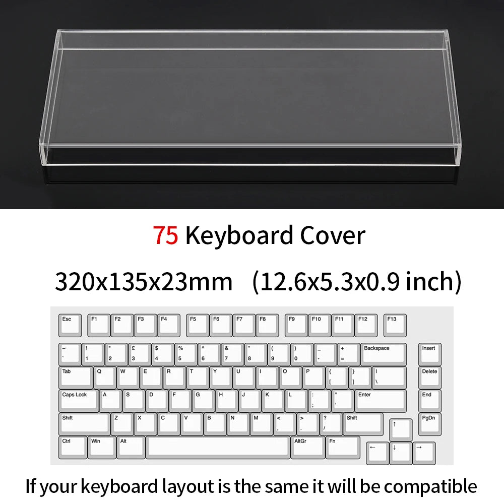 Funda protectora transparente de acrílico para teclado mecánico, cubierta antipolvo para teclado de 60/61/64 96 98 104/108 teclas, funda para ratón y teclado