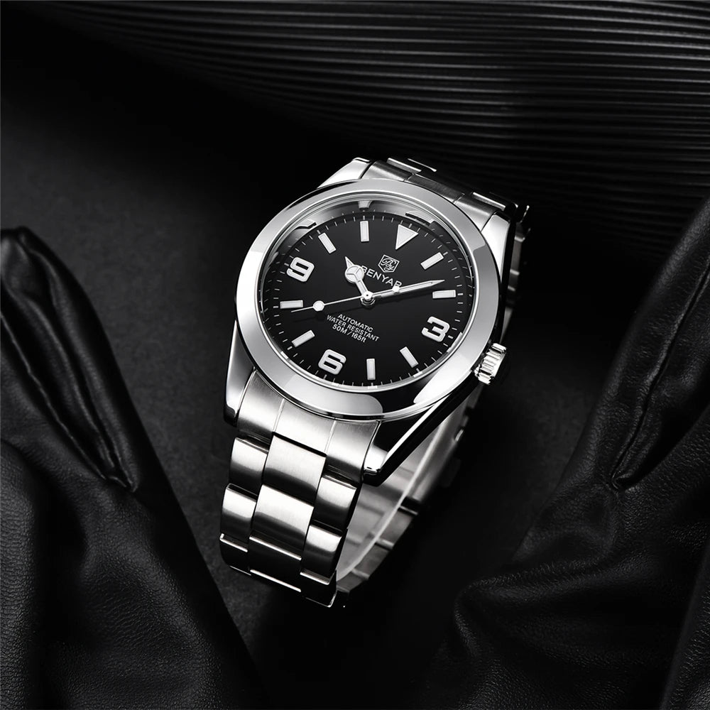 BENYAR 2025 Nuovo orologio meccanico automatico da uomo, stile business e sportivo di lusso, impermeabile 50M, orologio da uomo
