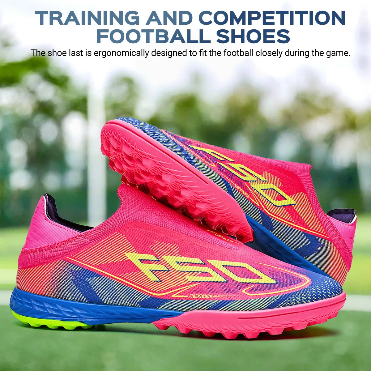 Professional Training TF Soccer Shoes for Men Women Kids PU+Fabric Breathable Wear-Resistant Rubber Sole