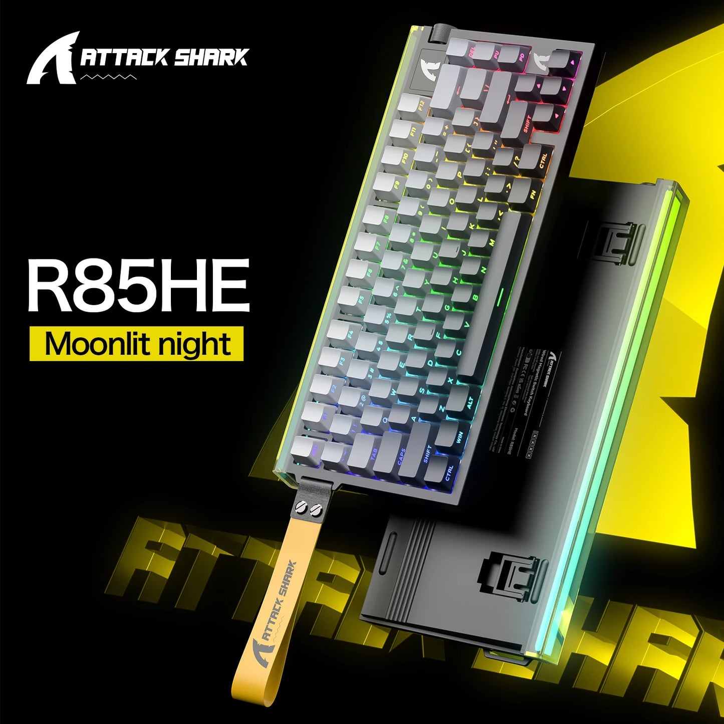 Teclado Gaming ATTACK SHARK R85 HE 8000Hz RGB Rapid Trigger, Precisão RT de 0.005mm, Teclado Gaming com Fios, Switch Magnético Hall Effect