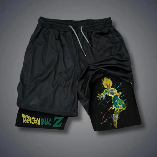 25-26 Summer Dragon Ball Vegeta Anime Peripheral Double-layer Shorts American Men's Comfortable and Breathable Sports Pants