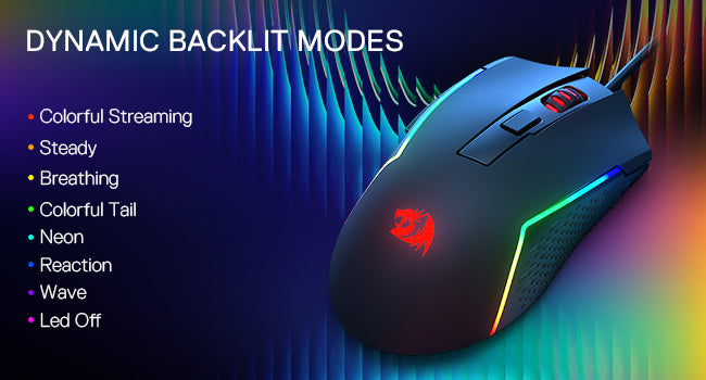 Redragon M616 RGB Gaming 10000 DPI Wired Optical 6 Programmable Buttons 8 Backlit Modes Software Supports DIY Keybinds Mouse